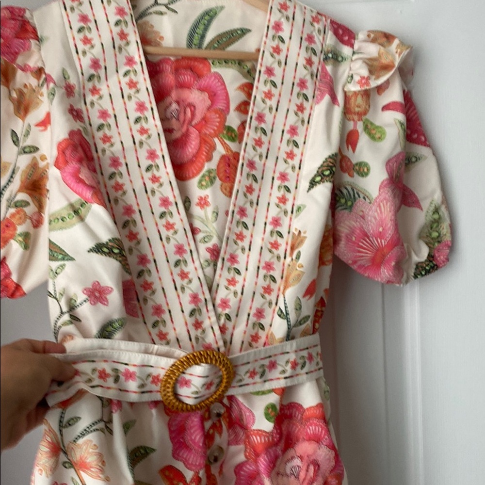 COPY -  Floral Jumpsuit with Pink and Green Accents